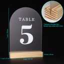 Wedding Table Numbers 1-25, Acrylic Arch Signs with Natural Wood Stands Holders, Rustic Table Decor for Reception & Parties (Frosted White)