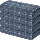 Mordimy 100% Cotton Terry Cloth Kitchen Towels, Super Soft and Absorbent Dish Towels for Drying, Checkered Designed Hand Towels for Kitchen, 16 x 26 Inches, 4 Pack, Grey