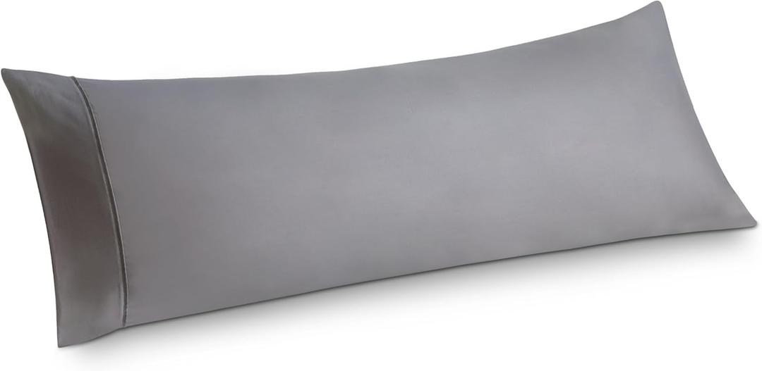 Bedsure Body Pillow Case Cover - Grey Polyester Microfiber Long Pillow Cases, Ultra Soft and Cozy Body Pillowcase with Envelope Closure, 1 Pack, 20x54 Inches (08 - Light Grey)