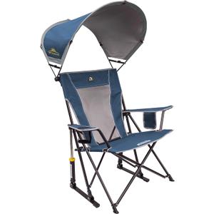 GCI Outdoor Sunshade Rocker Outdoor Rocking Chair with Canopy | Sunshade Rocker, Neptune Blue