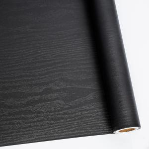 Abyssaly 23.6" X 118" Black Wood Peel and Stick Wallpaper - Wood Grain Contact Paper Self-Adhesive Removable Vinyl Film Furniture Wall Decorative - Real Wood Tactile Sensation Surfaces Easy to Clean