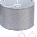 PATIKIL Drum Lamp Shades for Table Lamps 12"x12"x8" Linen Lampshade Easy Assembly Lamp Shade with E27 to E26/ E14 Adapters for Floor Lamps Bedside Lamps Pendant Lights, Gray (1.65" Spider)