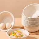 100 Pack 7 oz Compostable Paper bagasse Bowls Small Disposable Soup Bowls Natural Sugarcane Biodegradable Bowls for Ice Cream, Desserts, Salads, Pet Food