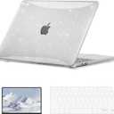 EooCoo Case Compatible with MacBook Air 13 inch M5 2026-2022 Release M4 M3 M2 A3449 A3240 A3113 A2681, Glitter Hard Shell&Keyboard Skin Cover&Screen Protector for Mac Air 13.6 inch, Sparkly Clear
