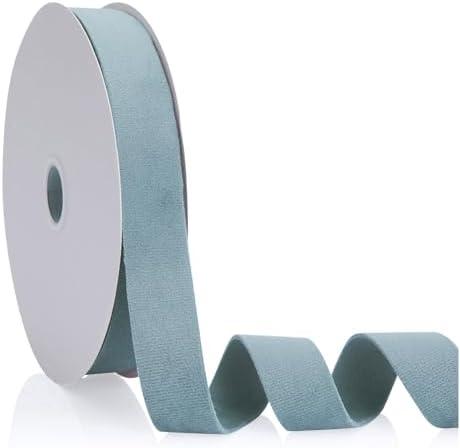 Dusty Blue 1 inch Velvet Ribbon, Double Faced Continuous 20 Yards Velvet Ribbon Use for Christmas Tree Ornaments,Gift Wrapping,Bow Making,Wreath Decoration,Wedding Boutonnieres,Handmade Crafts