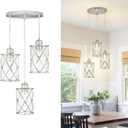 Brushed Nickel Dining Room Chandelier Light Fixture, 3-Light Pendant Lighting with Clear Glass, Modern Kitchen Island Cluster Hanging Pendant Lights for Sink, CH9176BN3