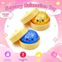 Glitter Dumpling Squishy Toy, Slow Rising Soft TPR Stress Relief Squishy for Adults & Kids , Cute Bao Bun Desk Decoration, Anxiety Relief Fidget, Party Holiday Birthday Gift (Golden/Blue)