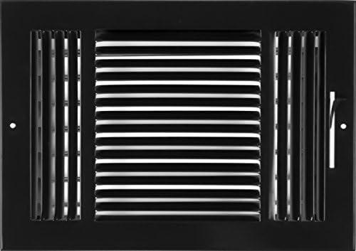 HVAC Premium 12"w X 8"h 3-Way AIR Supply Grille - Vent Cover & Diffuser - Flat Stamped Face - Black [Outer Dimensions: 13.75"w X 9.75"h]