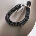 2 x Black Elastic Ropes Retractable Coil Springs Keychain, Anti-lost Key Chain Holder Clasp for Keys Wallet Cellphone and Other Badge Holders Identification Badges and Supplies