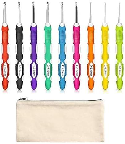 9 Pieces Crochet Hooks Ergonomic Crochet Hooks Set Needles for Arthritic Hands with a Case