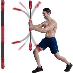 Elastic Fitness bar, Weight bar, Core Strength Training, Arm Twister, Home Gym Workout, Suitable for Men, Women Body Shaping and Fat Burning Training (red)