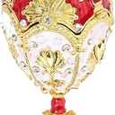 Painted Enameled Faberge Egg Style Decorative Hinged Jewelry Trinket Box Unique Home Decor - 14.3 * 6.5cm