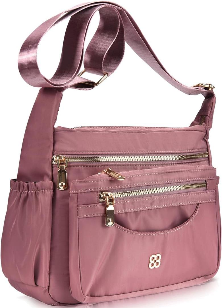 CAAORDKSO Messenger Bag for Women Nylon Waterproof Shoulder Purse Crossbody Bag Lightweight Travel Bag with Multiple Pockets