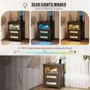 Night Stand with Gun Drawer, Bedside Table with Charger Station & LED Human Sensor Light, Gun Nightstand End Tables Bedroom Living Room, Rustic