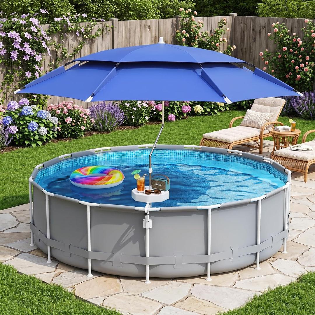 5.7ft Above Ground Pool Umbrella with Bar Cup Holder and Rust-Proof Clamp
Heavy-Duty Rust-Proof Clamp for Rectangular & Oval Metal Frame Pools – UV Protection Sunshade for Patio, Deck, & Backyard
