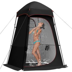Camping Shower Tent, 7.9 FT Extra Tall Oversize Privacy Tent, Portable Outdoor Bathroom Toilet Tent with Floor, Easy Set Up Privacy Shelter for Dressing, Hiking, Fishing, UPF50+ (Black)