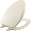 Bemis Alesio II Slow Close Toilet Seat, Easy Clean Hinges and Adjustable Perfect Fit Wood Seat, Made in USA, Elongated, Biscuit
