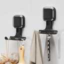 LEVERLOC Vacuum Suction Cup Razor Holder for Shower 2 Pack, Heavy Duty Shower Hooks for Towel, Loofah, Razor, Cell Phone, Damage-Free Hanging Plated Suction Cup Hooks, Easy to Install and Reuse, Black