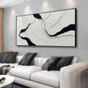 Framed Minimalist Wall Art 24"x48" Black and White Abstract Print Poster Line Canvas Modern Artwork for Living Room Bedroom Office Decor
