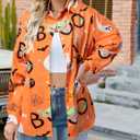 Halloween Shirt Women Hocus Pocus Shirt Halloween Witch Tee Pumpkin Graphic Shirt Long Sleeve Button Down Blouse (X-Large, Yellow)