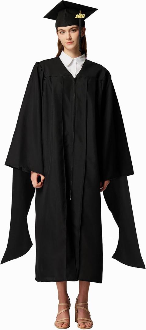 MyGradDay Graduation Master Cap and Gown Master Regalia with Black 2026 and 2025 Tassel Package, Size 57