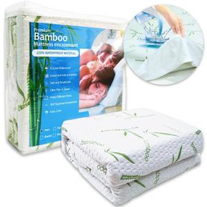 360 Zippered Bamboo Mattress Protector - 100% Water Proof, High Elasticity, Soft, Safe, Breathable, Thick, Good Look, Washable, Cost-efficient, Long-Life (California King)