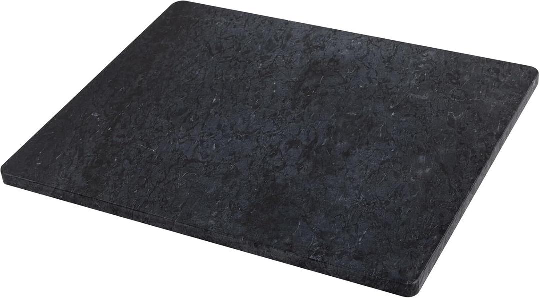 Black Marble Cutting Board For Kitchen, Large Marble Slab Pastry Board With Non-Slip Feet For Baking, Cheese, Charcuterie, Chocolate, 16x20 Inch, Pack Of 1 Piece (Ocean Grey)