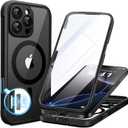 BERFY for iPhone 16 Pro Max Case, Compatible with MagSafe, Built-in 9H Tempered Glass Screen Protector and Camera Protection, Full Body Shockproof Clear Phone case for 16 Pro Max 6.9", Black