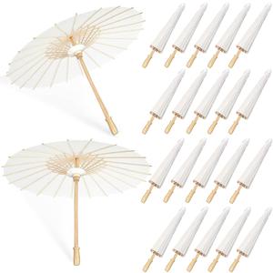 20 PCS 33 Inches White Paper Umbrellas, Oiled Chinese & Japanese Style White Parasols, White Paper Parasols Umbrellas Bulk for DIY Painting, Wedding, Bridal Party, Ceiling Decoration