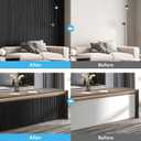 Art3d 6-Piece Wood Slat Panels for Stylish Interior Decor and Ceiling Decoration, MDF 3D Textured Panel for Ceiling and Wall,Size 94.6 x 7.4 in-Matte Black