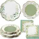 Kate Aspen Sage Green Party Decorations, Eucalyptus Floral Botanical Garden 62 Piece Plates and Napkins Party Supplies (16 Guests) Greenery Baby Shower Decorations & Bridal Shower Decor