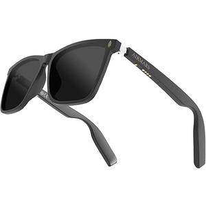 AIRMARS Smart Glasses with Voice Assistant, Builtin Speaker and Microphone, Photochromic Blue Light Filtering Lenses, UV Protection Polarized Bluetooth Sunglasses for Men and Women (Black)