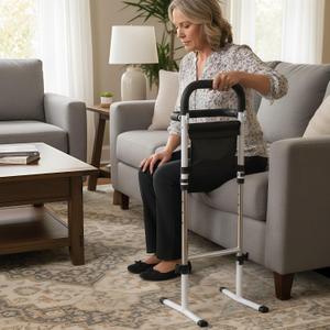 Stand Assist(White)-Movable Standing Aid Rail for Couch, Chair, Bedside, Toilet. Assistance Handle for People with Limited Mobility. Safety Grab Bar for Standing.