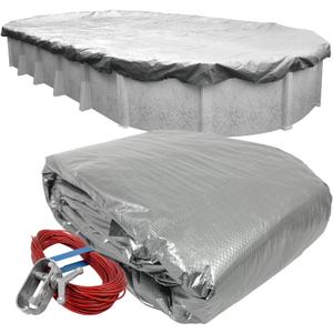 Robelle 18 x 40 ft Heavy Duty Dura-Guard Oval Cover for Above Ground Pools | Silver Pool Cover, 4 ft Overlap (22 x 44ft Cover Size), Solid 8 x 8 Scrim, 2.36 oz/yd2, War, Style: 551840-4-ROB