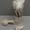 Umite Chef Kitchen Cooking Utensils Set, 33 pcs Non-stick Silicone Cooking Kitchen Utensils Spatula Set with Holder, Wooden Handle Silicone Kitchen Gadgets Utensil Set (Cream White)