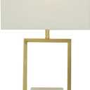 CosmoLiving by Cosmopolitan Marble Room Table Lamp Geometric Accent Lamp with Square Shade, Lamp 15" x 9" x 27", Gold