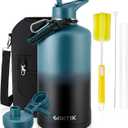 128 oz Insulated Water Bottle, Triple Wall Stainless Steel Flask, Keeps Drinks Cold for 48 Hrs Leak-Proof & BPA-Free Half Gallon Jug with Paracord Handle, Straw & Spout Lids(Indigo Black)