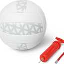 Amazon Basics Indoor Outdoor Volleyball with Pump, Official Size 5 Recreational Volleyball, PVC Exterior with Reinforced Stitching, Butyl Bladder, White and Grey