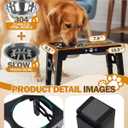 Elevated Dog Bowls for Medium Size Dogs, Non-Slip Dog Feeder with 1*Stainless Steel Dishes & 1*Slow Feeder Bowl, 5 Heights Adjustable Raised Bowls to 3.15-8.66-9.84-11.02-12.2 (Black)