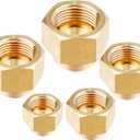 5 Pack Brass Flare Cap Compression Stop Valve Cap 45 Degree Flare Tube Gas Line Cap Pipe Fittings for 1/4" 5/16" 3/8" 1/2" 5/8" Tube OD 5 Sizes Set (kit)