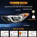 Headlight Assembly for Hyundai Elantra 2011 2012 2013, Driver Side Halogen Headlamp with Clear Lens Black Housing Amber Reflector (All Bulbs Included), 1 PC,92101-3y000 HY2503161