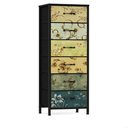 Furnulem Tall 6 Drawers Dresser, Vintage Storage Organizer Unit with Fabric Bins for Bedroom, Living Room, Closet, Nusery, Dorm, Entryway, Bedside Furniture, Sturdy Metal Frame, Wood Top