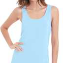 NACHILA Pajamas for Women-Viscose Made from Bamboo,Soft Tank Top Pj Sleeveless Pajama Shorts Set Cooling Sleepwear for Ladies (Blue, L)