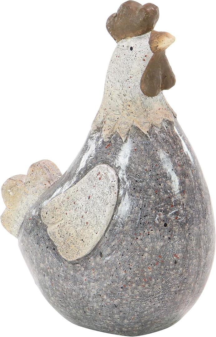 Deco 79 Polystone Rooster Decorative Garden Sculpture Indoor Outdoor Garden Statue, Outdoor Sculpture 8" x 5" x 13", Gray