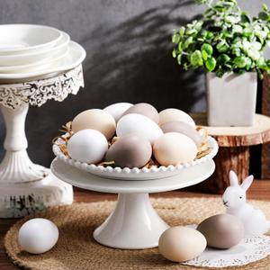 Gejoy 24 Pcs Neutral Easter Eggs Plastic Fake Chicken Eggs 2.36 Inch Vintage Boho Easter Decor Pastel Bowl Vase Fillers Farmhouse Spring Decorations for Home Table DIY Craft (Cream)