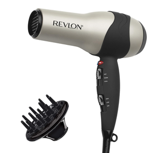 REVLON Turbo Hair Dryer with Advanced Ionic Technology, Ceramic Coating | Turbo Heat and Cold Shot Features, 1875 Watts for Fast Drying and Shine (Silver)
