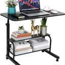 Laptop Desk Removable and Adjustable Height Table for Bedroom Bedside Table Lazy Sofa Table Minimalist Office Desk Home Student Writing Desk Desk, Small Standing Desks with Storage TV Tray Table.Black