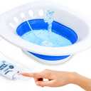 Sitz Bath, Msiori Electric Sitz Bath, Sitz Bath for Toilet Seat, Sits Bath Kit for Women, Sitz Bath for Hemorrhoids, Automatic Flushing,Hip Bath Bowl, Foldable (Electric Sky-blue)