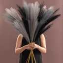 SeptCat 9 Pcs 45" Faux Dried Pampas Grass Tall Decor, Fluffy Fake Long Pompas Artificial Black Grey Gray Pompous Stems Bouquet Flower Arrangement Vase Filler for Boho Home Wedding Decoration