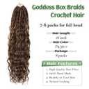 Eerya 8 Packs Boho Goddess Box Braids Crochet Hair for Black Women 16 inch Pre-looped Bohemian Crochet Box Braids With Curly Ends Synthetic Crochet Hair Extensions (16 inch, P4/30)